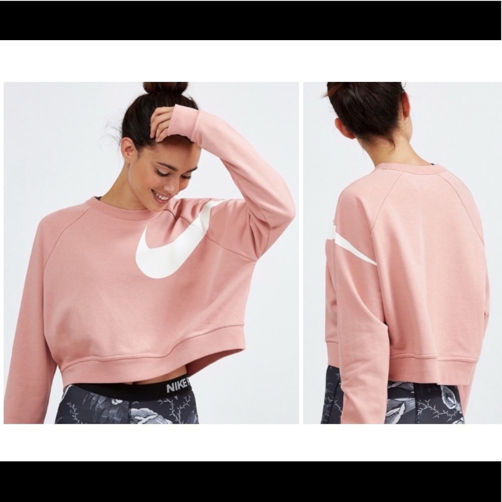 Nike Versa Cropped Big Swoosh Logo Sweatshirt Sz S